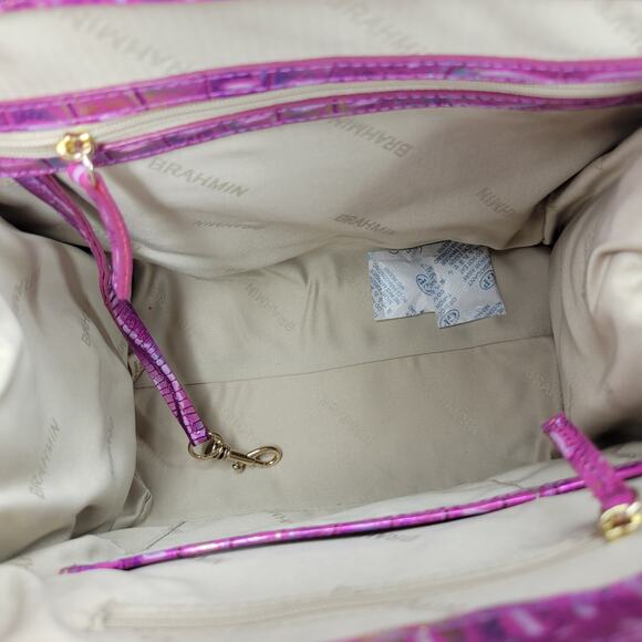 BRAHMIN Small Caroline Azalea Mini Melbourne Genuine Leather Hologram NWT - Picture 14 of 16